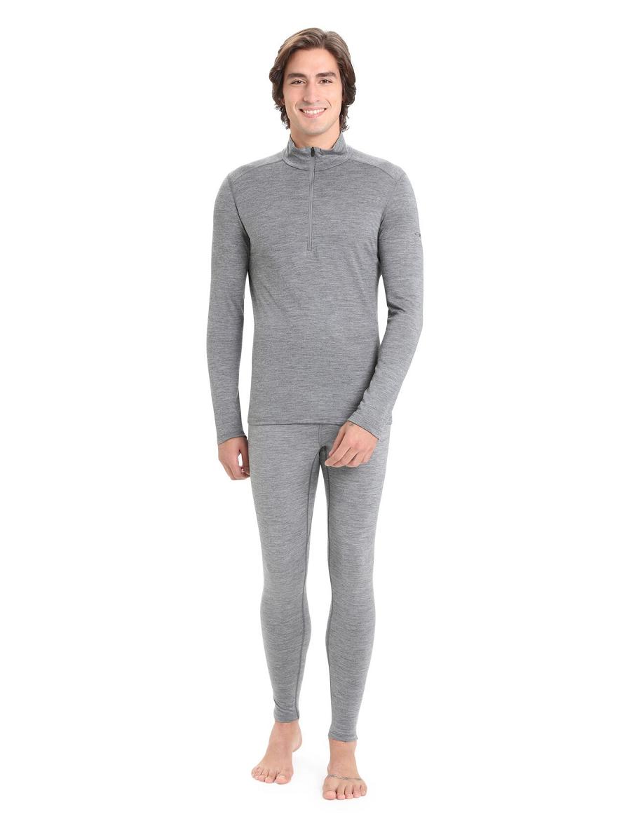 Gritstone Heather Men's Icebreaker Merino 200 Oasis Long Sleeve Half Zip Thermal Top Base Layers | USA 1360ILHS